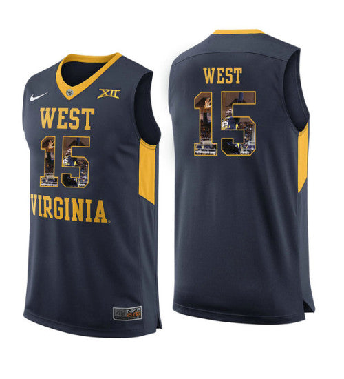 West Virginia Mountaineers 15 Lamont West College Basketball Jersey Navy 5685 | Stitched Jersey RTJS 6063