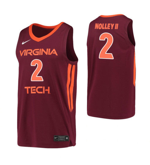 Landers Nolley Ii College Basketball Jersey Maroon Virginia Tech Hokies stitched retro jersey