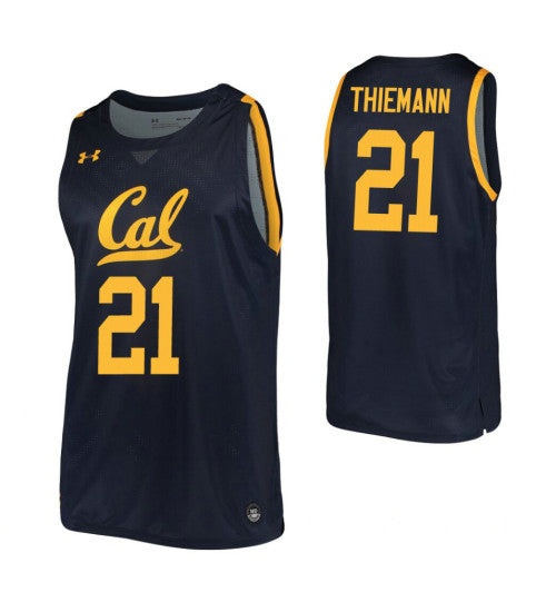 California Golden Bears 21 Lars Thiemann Navy College Basketball Jersey stitched basketball jersey for game day fanwear