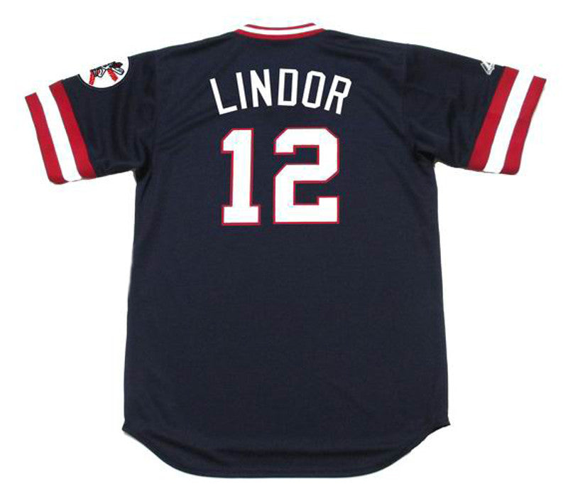 Cleveland Indians Francisco Lindor 1970s Cooperstown MLB jersey front view