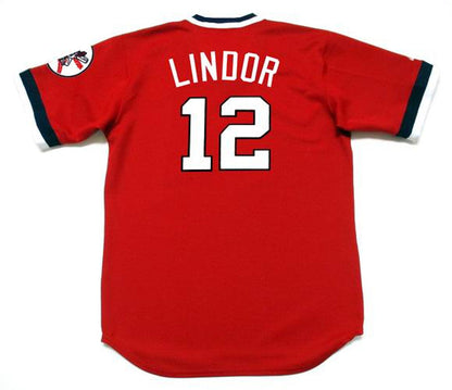 Cleveland Indians Francisco Lindor 1970s MLB jersey front view