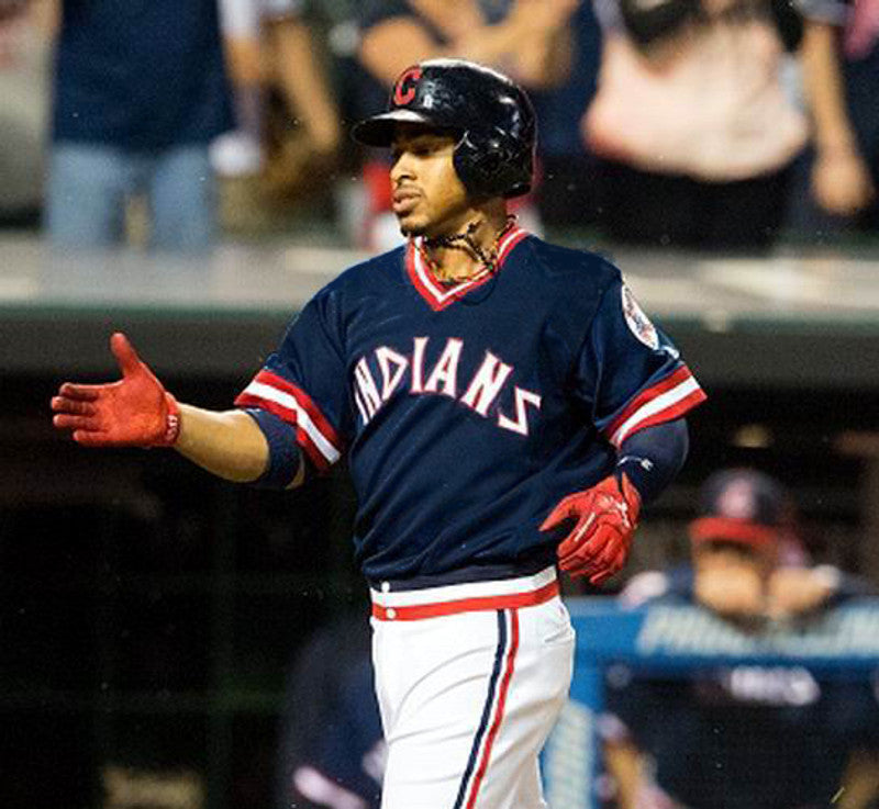 Cleveland Indians Francisco Lindor 1970s MLB jersey front view