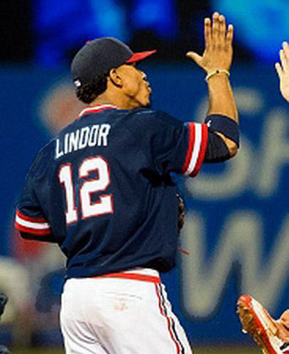 Cleveland Indians Francisco Lindor 1970s MLB jersey front view