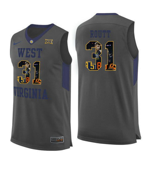 West Virginia Mountaineers 31 Logan Routt College Basketball Jersey Gray 5732 | Stitched Jersey RTJS 6016