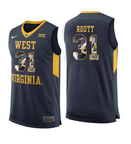 West Virginia Mountaineers 31 Logan Routt College Basketball Jersey Navy 5735 | Stitched Jersey RTJS 6013