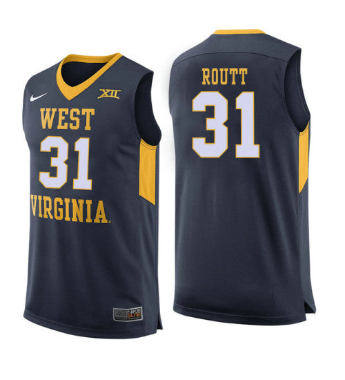 West Virginia Mountaineers 31 Logan Routt College Basketball Jersey Navy 5734 | Stitched Jersey RTJS 6014
