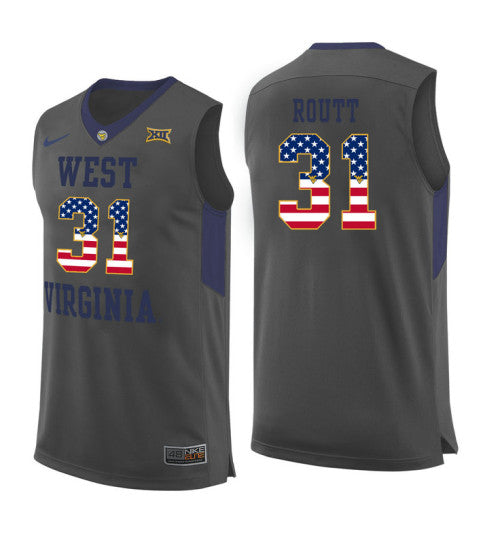 West Virginia Mountaineers 31 Logan Routt College Basketball Jersey Gray 5733 | Stitched Jersey RTJS 6015