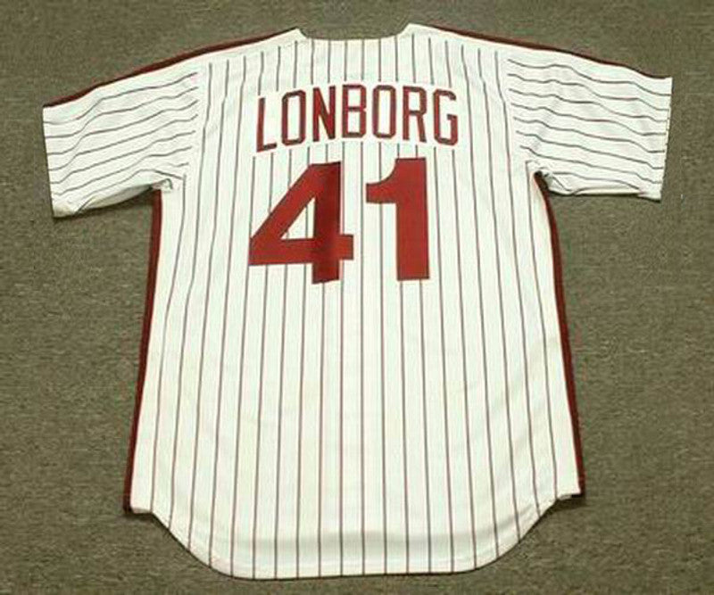 Philadelphia Phillies Jim Lonborg Cooperstown MLB jersey front view