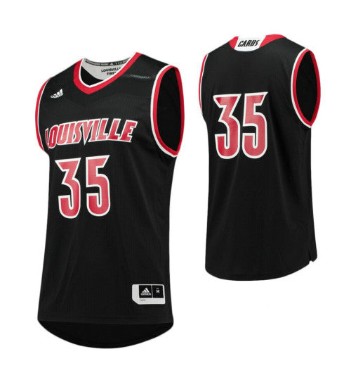 Louisville Cardinals 35 College Basketball Jersey Black stitched retro jersey