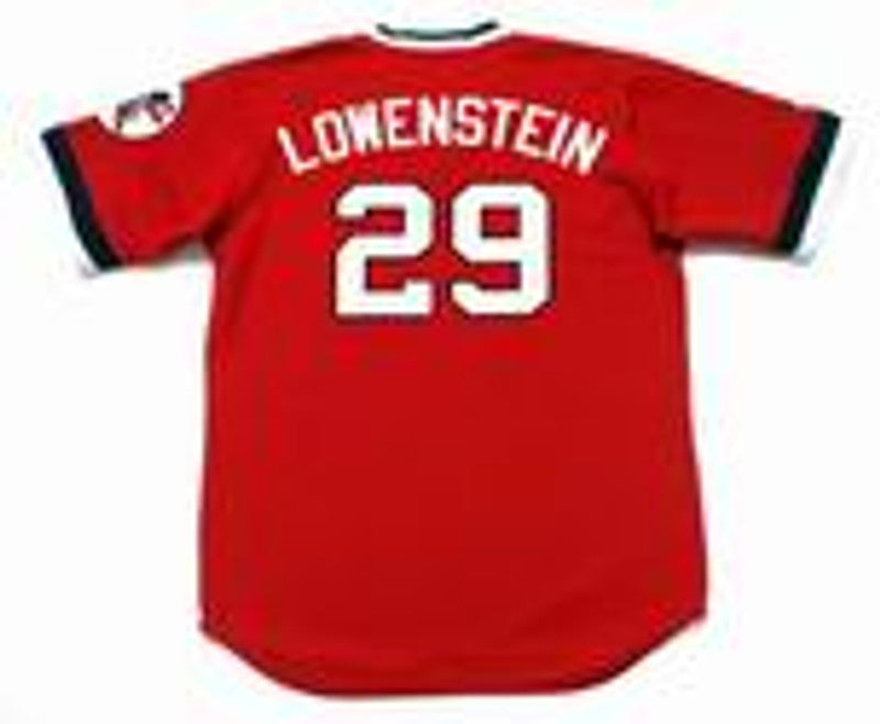 Cleveland Indians John Lowenstein Cooperstown MLB jersey front view