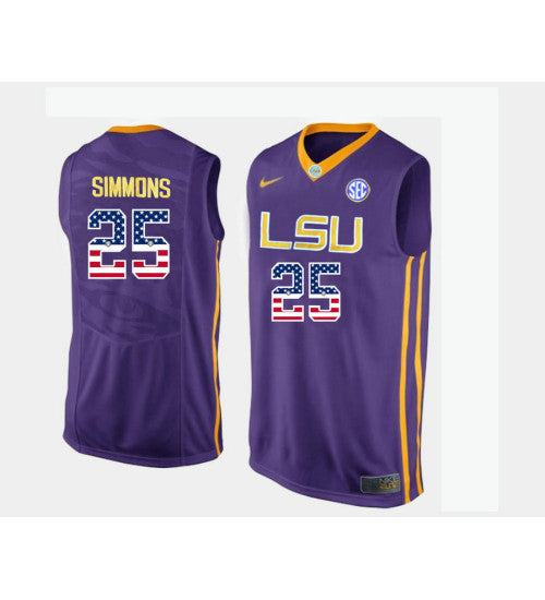 Lsu Tigers 25 Ben Simmons Purple Road Usa Flag College Basketball Jersey | Stitched Jersey RTJS 3327