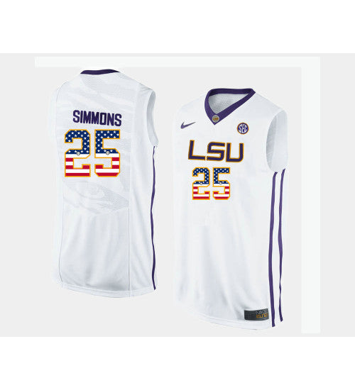 Lsu Tigers 25 Ben Simmons White Alternate Usa Flag College Basketball Jersey | Stitched Jersey RTJS 3325