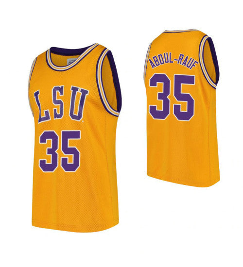 Lsu Tigers 35 Mahmoud Abdul Rauf Gold College Basketball Jersey stitched retro jersey