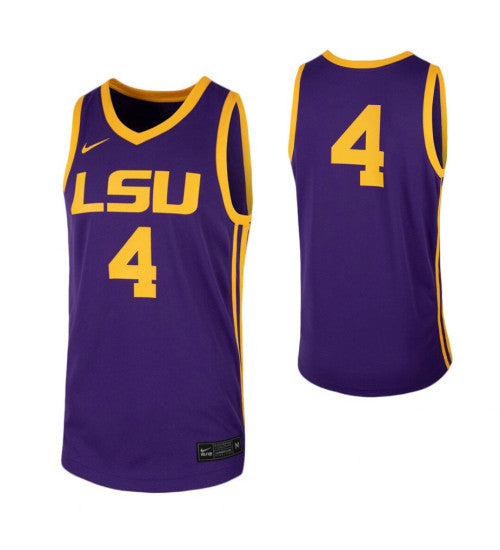 Lsu Tigers 4 College Basketball Jersey Purple stitched retro jersey