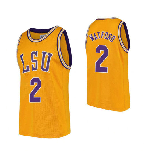 Lsu Tigers Trendon Watford College Basketball Jersey Gold | Stitched Jersey RTJS 3301