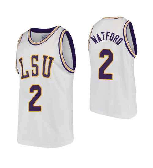 Lsu Tigers Trendon Watford College Basketball Jersey White stitched retro jersey