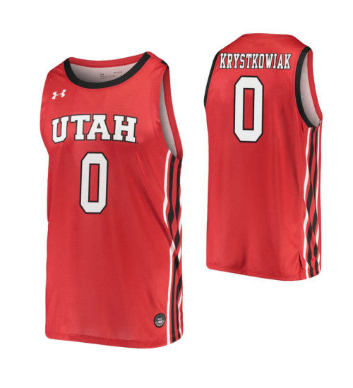 Luc Krystkowiak Utah Utes #0 Red stitched throwback college basketball jersey