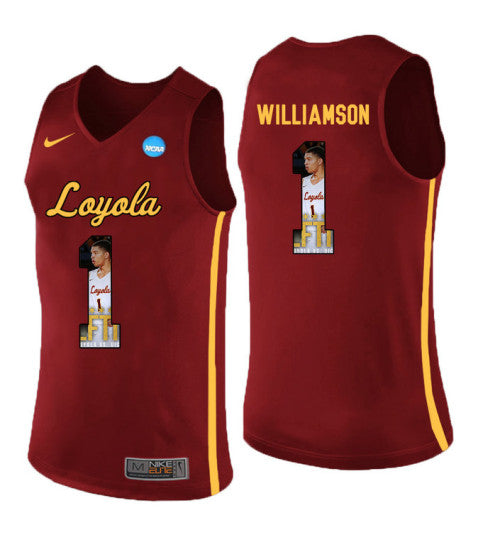 Loyola Chi Ramblers 1 Lucas Williamson College Basketball Jersey Red | Stitched Jersey RTJS 3420