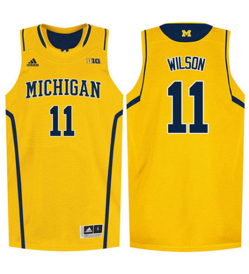Michigan Wolverines #11 Luke Wilson College Basketball Jersey Gold stitched college jersey