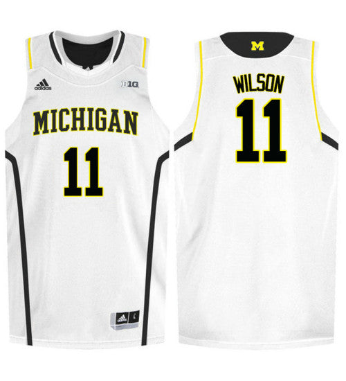 Michigan Wolverines #11 Luke Wilson College Basketball Jersey White 8923 stitched college jersey
