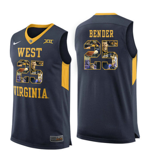 West Virginia Mountaineers 25 Maciej Bender College Basketball Jersey Navy 5714 | Stitched Jersey RTJS 6034