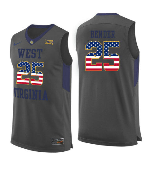 West Virginia Mountaineers Maciej Bender #25 Gray stitched throwback college basketball jersey