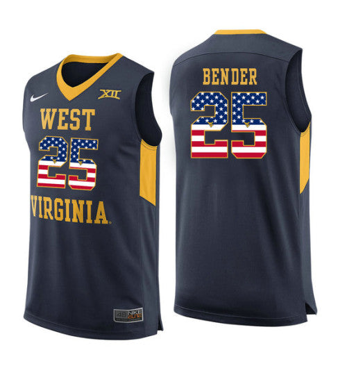West Virginia Mountaineers 25 Maciej Bender College Basketball Jersey Navy 5715 | Stitched Jersey RTJS 6033