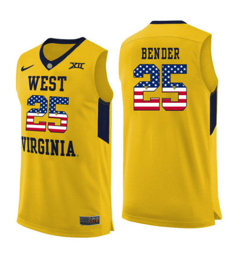 West Virginia Mountaineers 25 Maciej Bender College Basketball Jersey Yellow 5720 | Stitched Jersey RTJS 6028