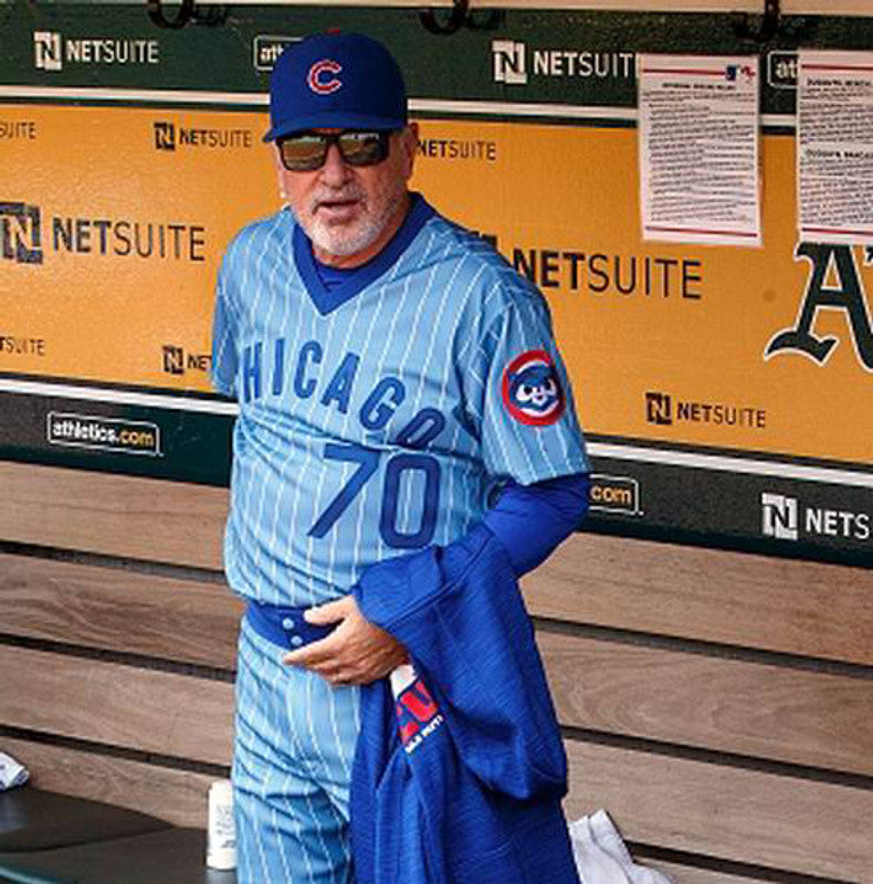 Chicago Cubs Joe Maddon 1980s Cooperstown MLB jersey front view