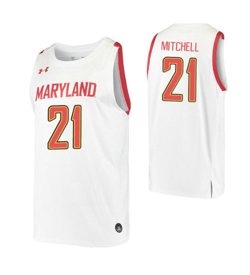 Maryland Terrapins 22 Makhel Mitchell College Basketball Jersey White | Stitched Jersey RTJS 9037