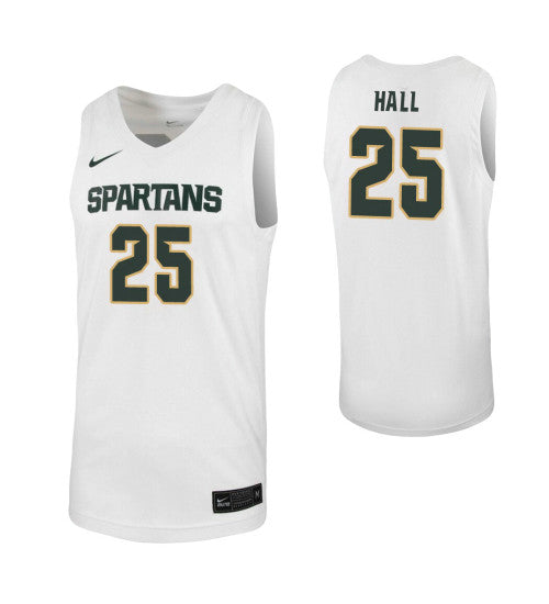 Malik Hall College Basketball Jersey White Michigan State Spartans stitched retro jersey