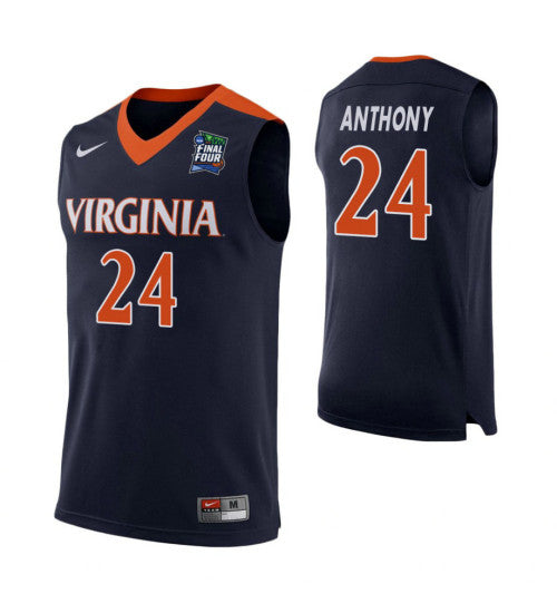 Marco Anthony Virginia Cavaliers #24 Navy stitched throwback college basketball jersey