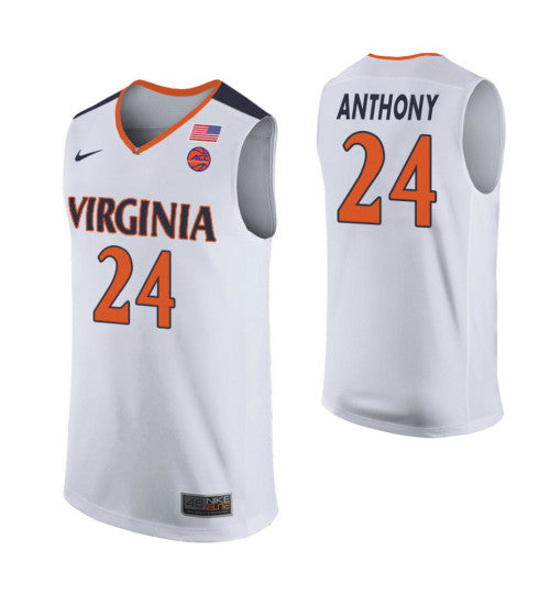 Marco Anthony Virginia Cavaliers White stitched throwback college basketball jersey