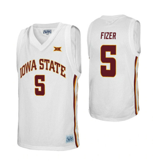 Iowa State Cyclones 5 Marcus Fizer White College Basketball Jersey stitched retro jersey