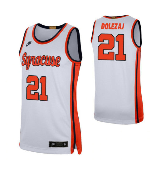 Limited White Syracuse Marek Dolezaj #21 Orange stitched throwback college basketball jersey