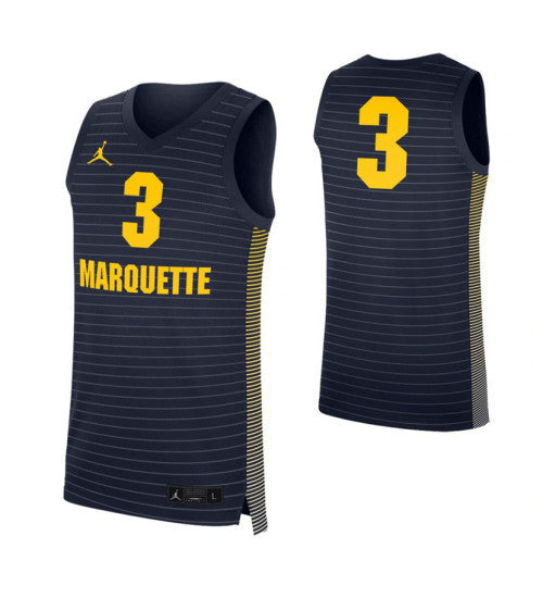 Marquette Golden Eagles 3 College Basketball Jersey Navy | Stitched Jersey RTJS 3255