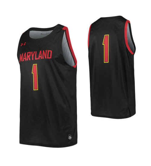 Maryland Terrapins 1 College Basketball Jersey Black | Stitched Jersey RTJS 9084