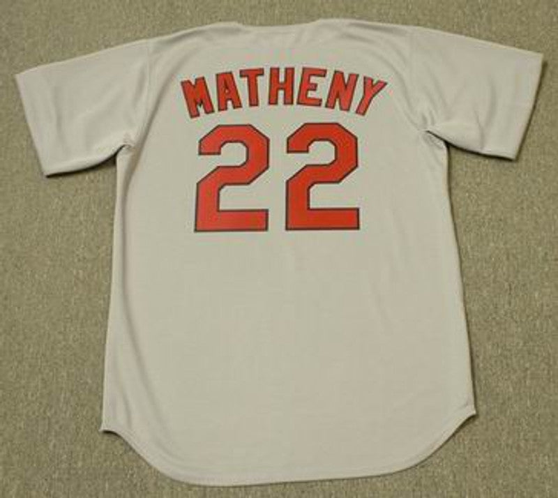 Mike Matheny St Louis Cardinals 2000 Cooperstown Throwback Away Stitched Jersey jersey front view