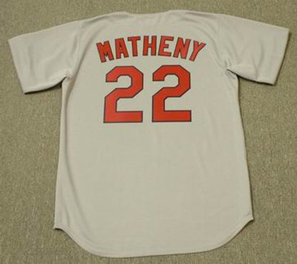 Mike Matheny St Louis Cardinals 2000 Cooperstown Throwback Away Stitched Jersey jersey front view