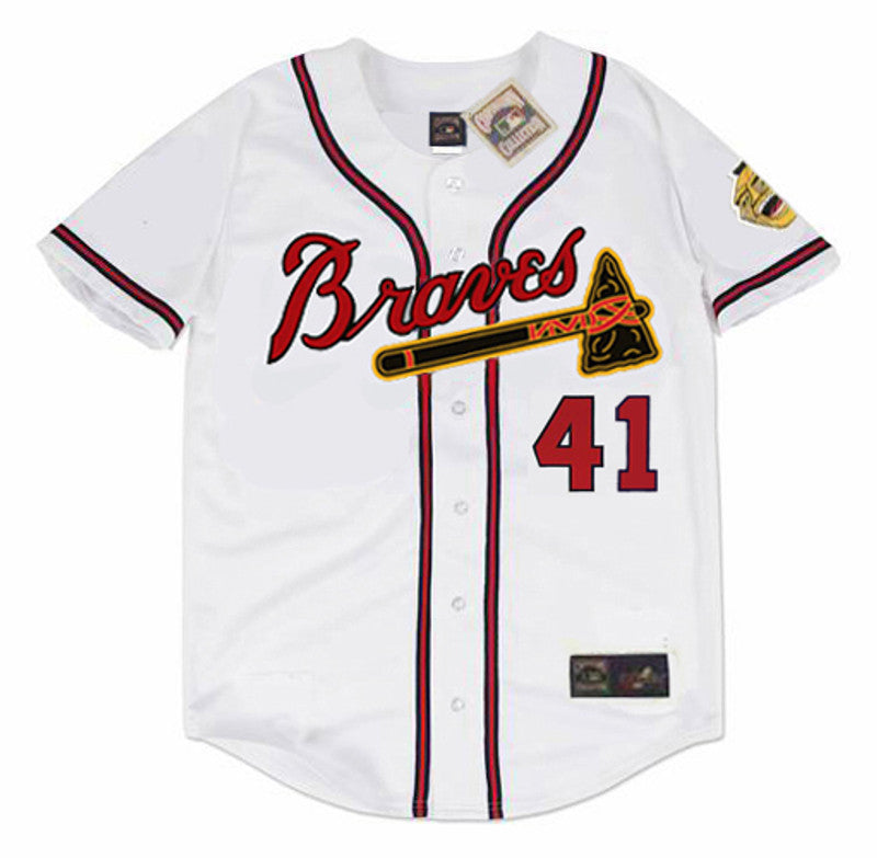 Eddie Mathews Milwaukee Braves 1957 Home Throwback Baseball Jersey jersey front view