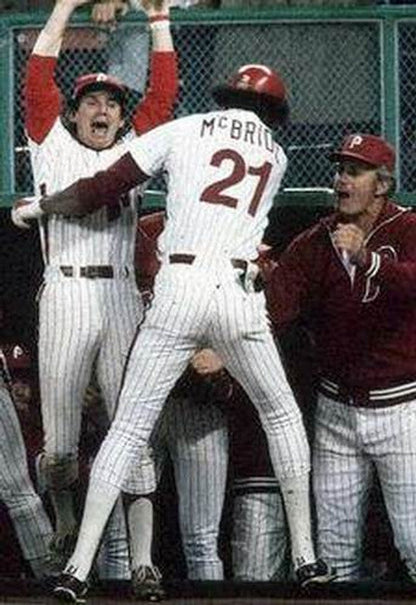 Philadelphia Phillies Bake Mcbride Cooperstown MLB jersey front view