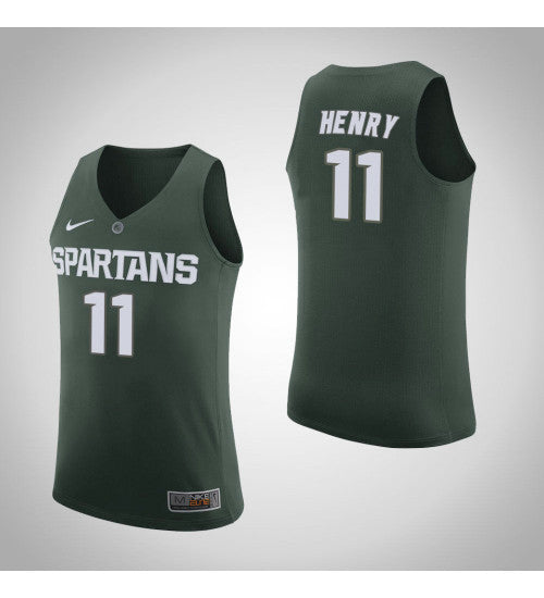 Michigan State Spartans #11 Aaron Henry Home College Basketball Jersey Green stitched college jersey