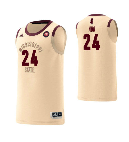 Mississippi State Bulldogs 24 Abdul Ado Harlem Renaissance College Basketball Jersey Cream | Stitched Jersey RTJS 8380