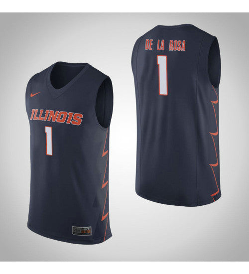 Illinois Fighting Illini 1 Adonis De La Rosa College Basketball Jersey Navy | Stitched Jersey RTJS 4253