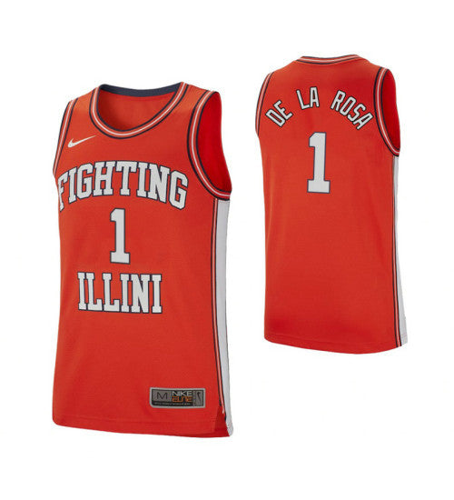 Illinois Fighting Illini 1 Adonis De La Rosa Retro Performance College Basketball Jersey Orange stitched retro jersey
