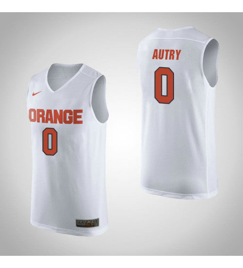 Autry White Syracuse Adrian #0 Orange stitched throwback college basketball jersey