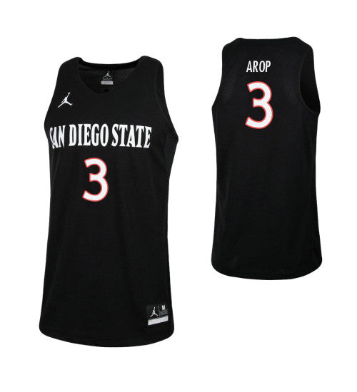 San Diego State Aztecs 3 Aguek Arop College Basketball Jersey Black | Stitched Jersey RTJS 7283