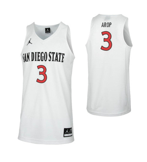 San Diego State Aztecs Aguek Arop #3 White stitched throwback college basketball jersey