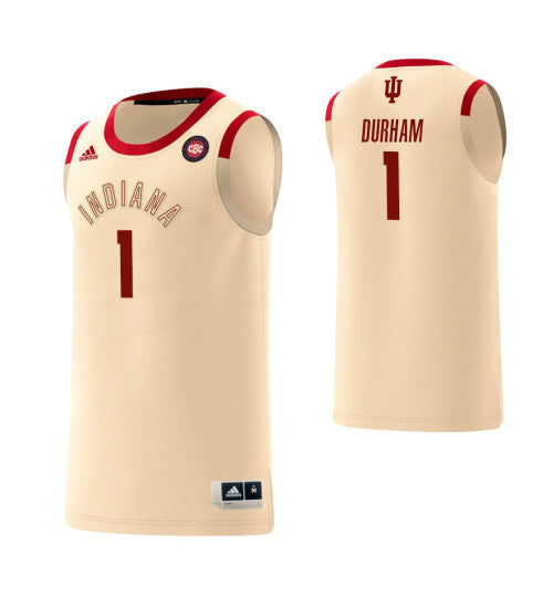 Indiana Hoosiers 1 Aljami Durham Harlem Renaissance College Basketball Jersey Cream stitched retro jersey
