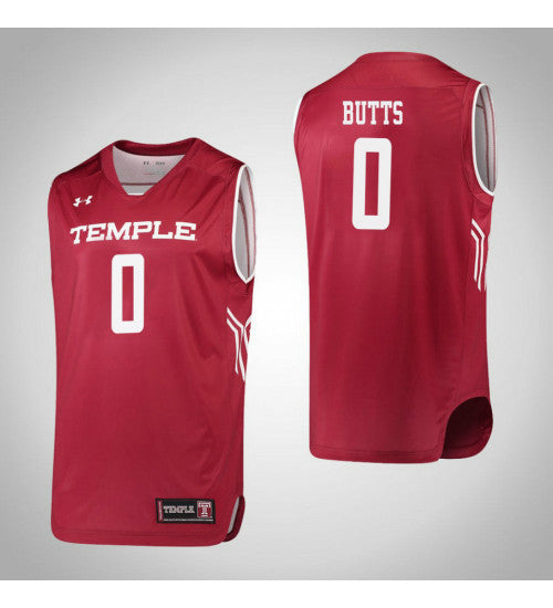 Alliya Butts Temple Owls #0 Red stitched throwback college basketball jersey